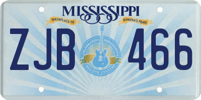 MS license plate ZJB466