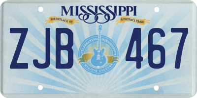 MS license plate ZJB467