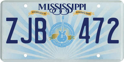 MS license plate ZJB472