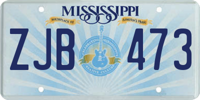 MS license plate ZJB473