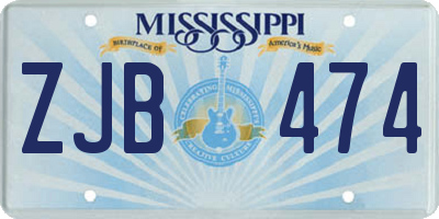 MS license plate ZJB474