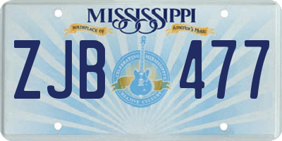 MS license plate ZJB477