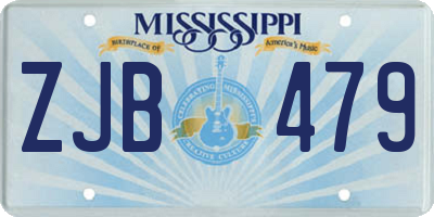 MS license plate ZJB479