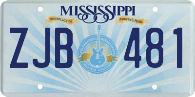 MS license plate ZJB481