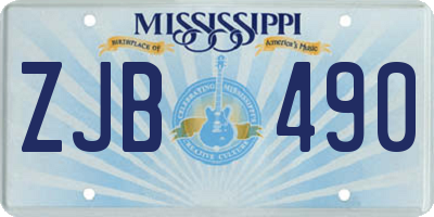 MS license plate ZJB490