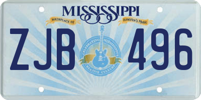 MS license plate ZJB496