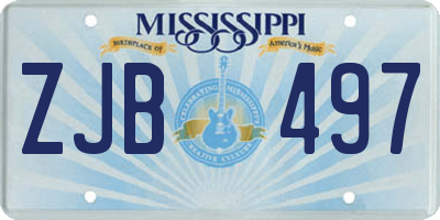 MS license plate ZJB497