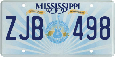 MS license plate ZJB498