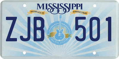 MS license plate ZJB501