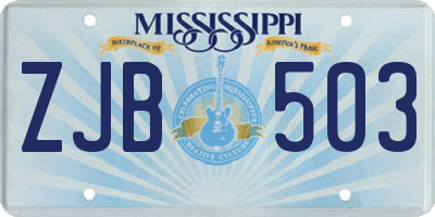 MS license plate ZJB503