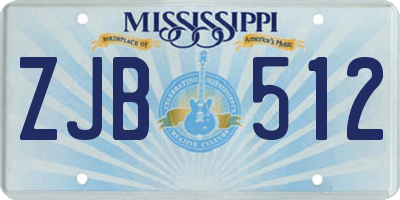 MS license plate ZJB512