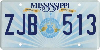 MS license plate ZJB513