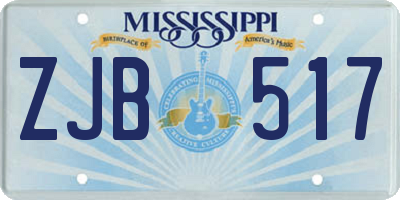 MS license plate ZJB517