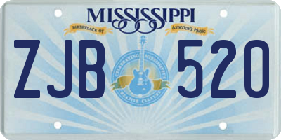 MS license plate ZJB520