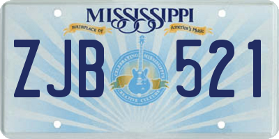 MS license plate ZJB521