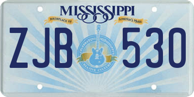 MS license plate ZJB530