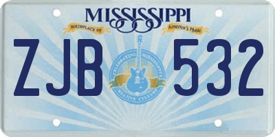 MS license plate ZJB532