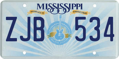 MS license plate ZJB534