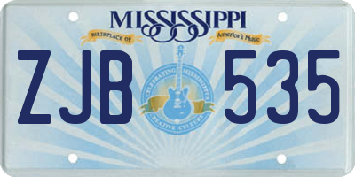 MS license plate ZJB535