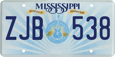 MS license plate ZJB538
