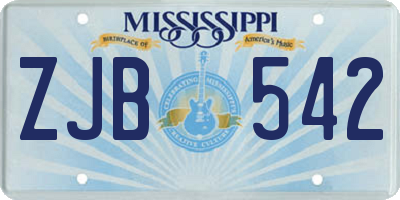 MS license plate ZJB542
