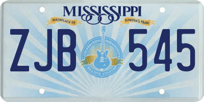 MS license plate ZJB545