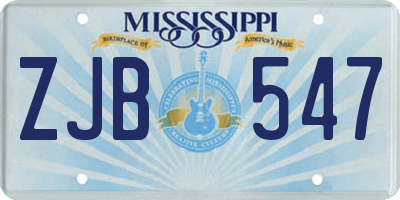 MS license plate ZJB547