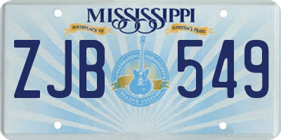 MS license plate ZJB549