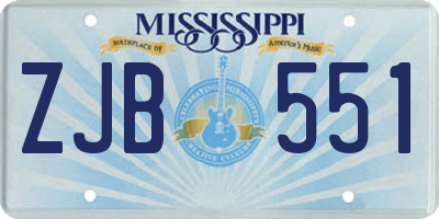 MS license plate ZJB551