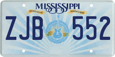 MS license plate ZJB552