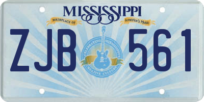MS license plate ZJB561