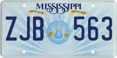 MS license plate ZJB563