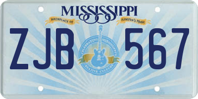 MS license plate ZJB567