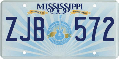 MS license plate ZJB572