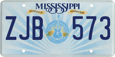 MS license plate ZJB573