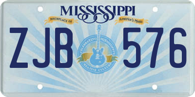 MS license plate ZJB576