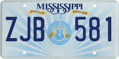 MS license plate ZJB581
