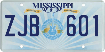 MS license plate ZJB601