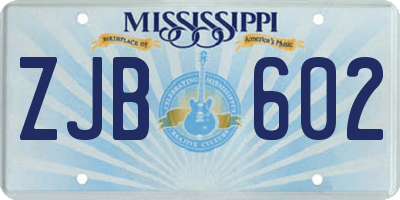 MS license plate ZJB602