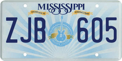 MS license plate ZJB605
