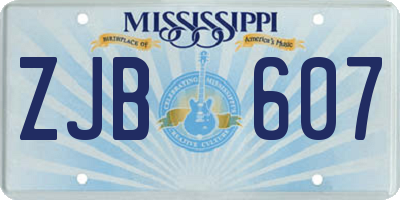 MS license plate ZJB607
