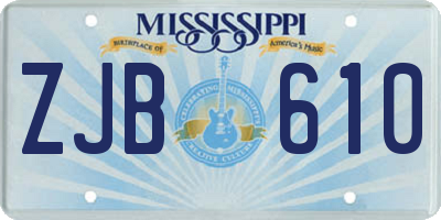 MS license plate ZJB610