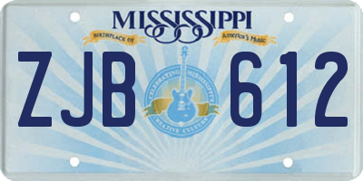 MS license plate ZJB612