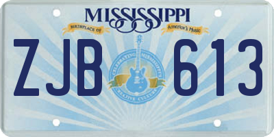 MS license plate ZJB613