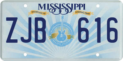 MS license plate ZJB616