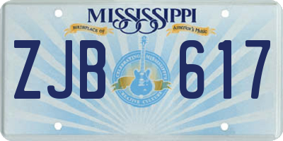 MS license plate ZJB617