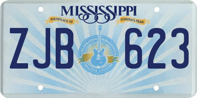 MS license plate ZJB623