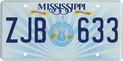 MS license plate ZJB633