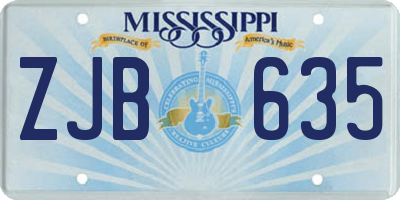MS license plate ZJB635