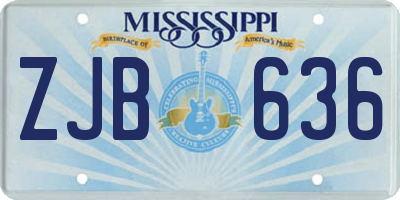 MS license plate ZJB636